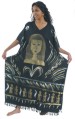Gold Siver Woman Design On Black Kaftan