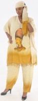 Hand Painted African Bust 3pc Pancho &amp; Pant Set