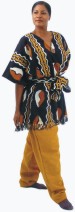 Black Mudprint Design Dashiki Top &amp; Pants