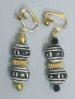 Black Double Terra Cotta Bead Earrings - Clip On