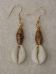 Brass Cylinder Earrings w/ Cowry