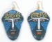 Blue Multi Color Painted Mask Earrings