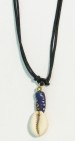 Blue Ghana Bead &amp; Cowry Shell Necklace