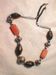 Red Agate and Inlaid Ebony Bead Necklace