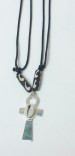 Silver Ankh Necklace with Cowry Shell