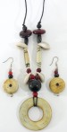 Natural Bone Circle and Cowry Shell Neck &amp; Ear Set