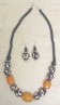 Amber &amp; Bone Necklace & Earring Set