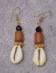 Cowry Shell w/ Red Bead Earrings